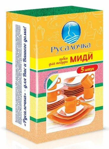 РУСАЛОЧКА губки д/посуды миди 5шт/60